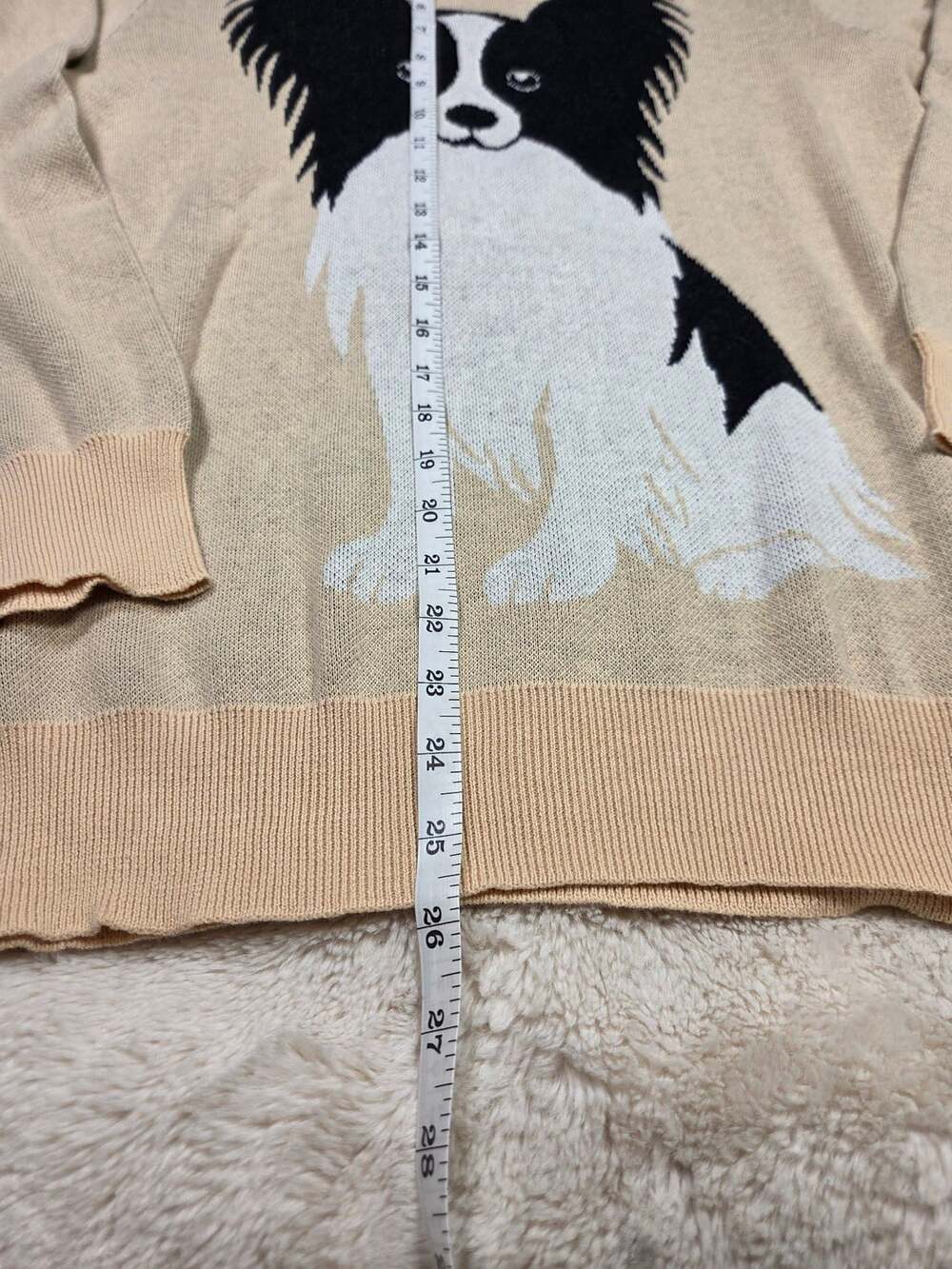 NWT OXKnit Papillon Dog Graphic 100% Cotton Sweater M - Picture 6 of 7